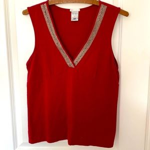 Old Navy maroon sleeveless v-neck shirt with metallic detail